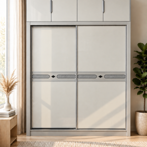Tủ Quần Áo Cánh Lùa Kịch Trần Phối Màu Trắng Xám 1623#