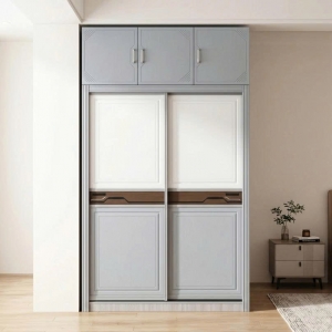 Tủ Quần Áo Cánh Lùa Kịch Trần Hiện Đại Phối Màu Xám Trắng