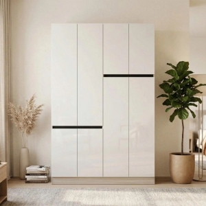 Tủ Quần Áo Cánh Mở Hiện Đại 4 Cánh Phối Đường Cắt Bất Đối Xứng